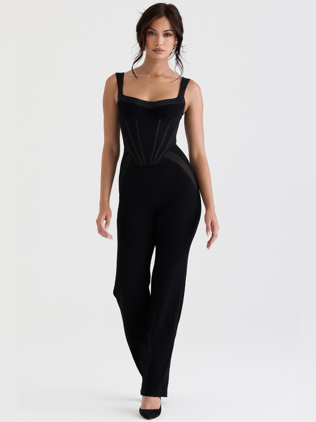 House Of Cb Black Corset Jumpsuit Small B135